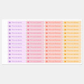 Paarse Roze Perzik Geel Prinses Kroonnaam Labels (Vel)