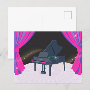 Paarse roze pianopodium briefkaart