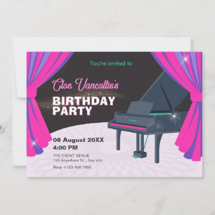 Paarse roze pianopodium Verjaardag Kaart