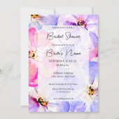 Paarse roze pioen bruidsdouche uitnodiging (Voorkant)