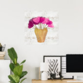  Paarse Roze Pioenen Waterverf Rustiek Poster (Thuiskantoor)