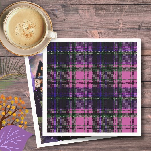 Paarse & Roze Plaid Halloween servet