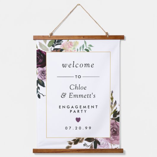 Paarse roze pleitbezorger welkomstbord hangend wandkleed (Voorkant)
