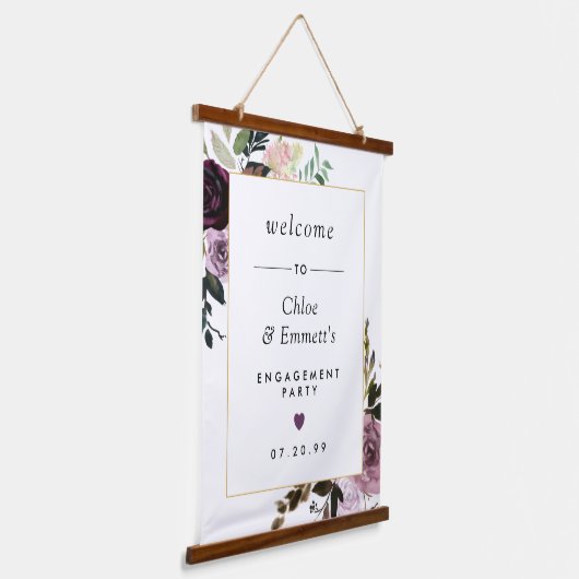 Paarse roze pleitbezorger welkomstbord hangend wandkleed (Gebogen)