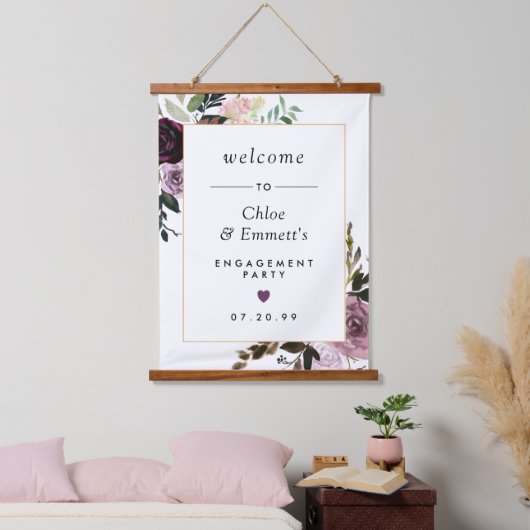 Paarse roze pleitbezorger welkomstbord hangend wandkleed (Slaapkamer)