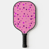 Paarse roze pokadots op roze handpalmen pickleball paddle (Voorkant)