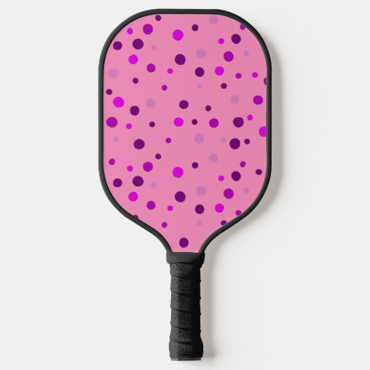 Paarse roze pokadots op roze handpalmen pickleball paddle (Voorkant)