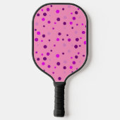 Paarse roze pokadots op roze handpalmen pickleball paddle (Achterkant)