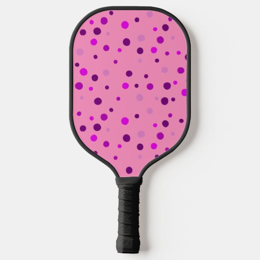 Paarse roze pokadots op roze handpalmen pickleball paddle (Achterkant)