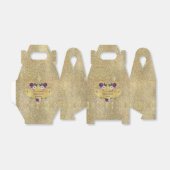 Paarse roze pony Flowers Gold Glitter Weddenschap Bedankdoosjes (Uitgevouwen)