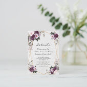 Paarse roze pony Flowers Gold Weddenschap - Gegeve Informatiekaartje (Staand voorkant)