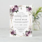 Paarse roze pony Roos Gold in één bruiloft Kaart (Staand voorkant)