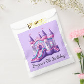 Paarse Roze Prinses Kasteel Bounce House Party Bedankzakje (Gezegeld)