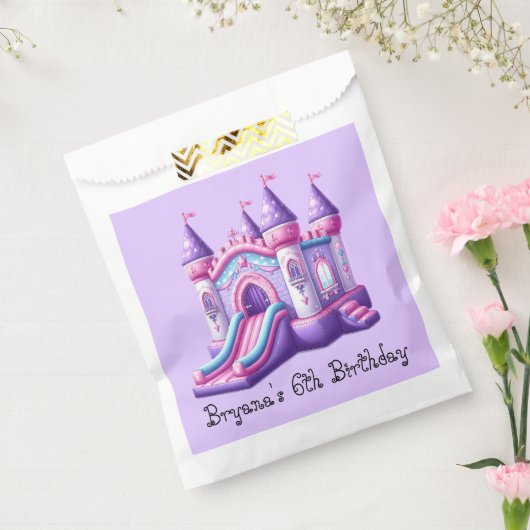 Paarse Roze Prinses Kasteel Bounce House Party Bedankzakje (Gezegeld)
