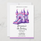 Paarse Roze Prinses Kasteel Bounce House Party Kaart (Voorkant)