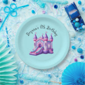 Paarse Roze Prinses Kasteel Bounce House Party Papieren Bordje (Feest)