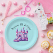 Paarse Roze Prinses Kasteel Bounce House Party Papieren Bordje (Feest)