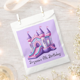 Paarse Roze Prinsessen Kasteel Springhuis Feest Bedankzakje