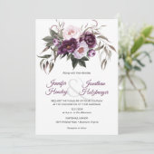 Paarse roze pruimdennen bruiloft kaart (Staand voorkant)