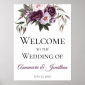 Paarse roze pruimenvolken Welkom bij ons huwelijk Poster (Voorkant)