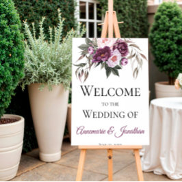 Paarse roze pruimenvolken Welkom bij ons huwelijk Poster