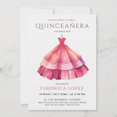 Paarse roze Quinceañera Waterverf Kaart (Voorkant)
