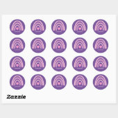 Paarse Roze Rainbow Name School Ronde Sticker (Vel)