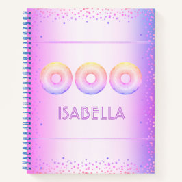 Paarse roze regenboog donuts vet modern glitter notitieboek
