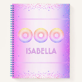 Paarse roze regenboog doughnuts vet modern glitter notitieboek