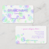 Paarse roze regenboogzeep blaasjes dun kleurrijk visitekaartje (Voorkant / Achterkant)