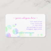 Paarse roze regenboogzeep blaasjes dun kleurrijk visitekaartje (Achterkant)