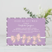 Paarse roze ribbons Bows Bridal Shower Invitation Kaart (Staand voorkant)