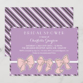 Paarse roze ribbons Bows Bridal Shower Invitation Kaart (Voorkant / Achterkant)