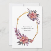 Paarse Roze Rode Bloemen Goud Lijst Baby shower Kaart (Achterkant)