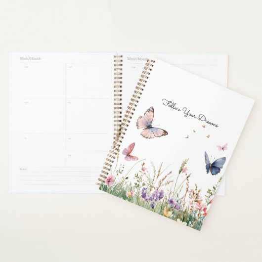 Paarse Roze Rode Bloemen Vlinders   Planner (Display)