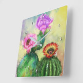 Paarse roze rode cactus bloemen gemanipuleerde sch vierkante klok (Hoek)