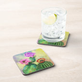 Paarse roze rode cactus bloemen Onderzetter schild (Rechterzijde)