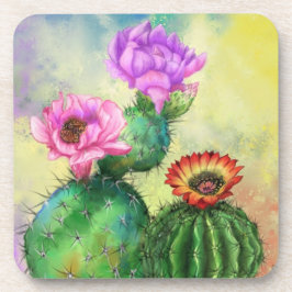 Paarse roze rode cactus bloemen Onderzetter schild