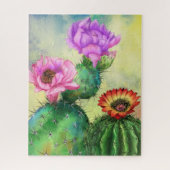 Paarse roze rode cactus bloemen puzzel legpuzzel (Verticaal)