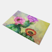 Paarse roze rode cactus bloemen Welkomstdeuren Deurmat (Schuin)