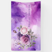 Paarse Roze Roos Alcohol Tuin Bruidsdouche Spandoek (Verticaal)