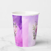 Paarse Roze Roos Alcohol Tuin Bruidsfeest Papieren Bekers (Links)