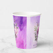 Paarse Roze Roos Alcohol Tuin Bruidsfeest Papieren Bekers (Rechts)