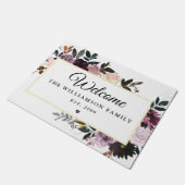 Paarse Roze Roos Bloemen Welkom Deurmat (Schuin)