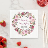 Paarse roze roos bloemenkrans bruiloft servetten (Insitu)