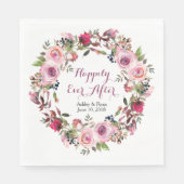 Paarse roze roos bloemenkrans bruiloft servetten (Voorkant)