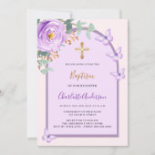 Paarse roze roos bloemenvlinders boogdoop kaart (Voorkant)