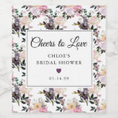 Paarse Roze Roos Bloemige Bruidsdouche Wijn Etiket (Enkel label)