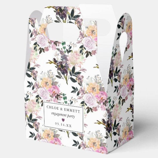 Paarse Roze Roos Bloemige Verloving Feestje Bedankdoosjes (Geopend)