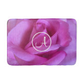 Paarse roze roos foto aangepaste monogram modern v badmat (Voorkant)